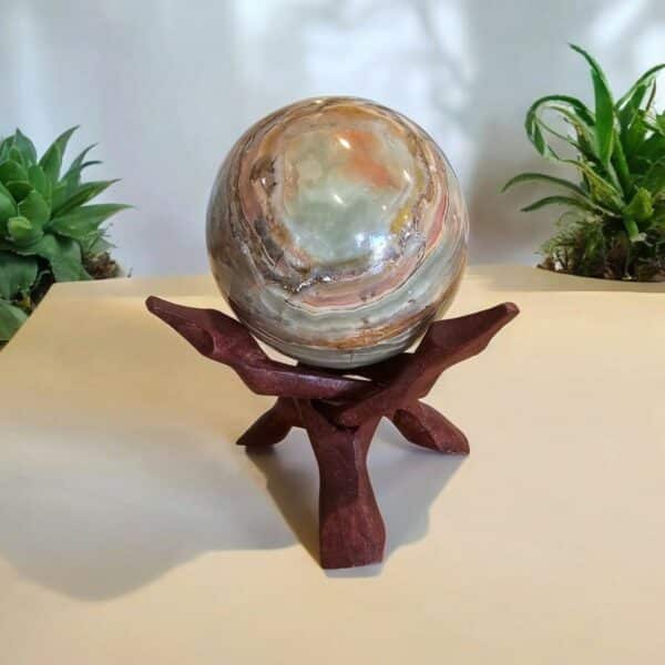 Banded calcite sphere  round