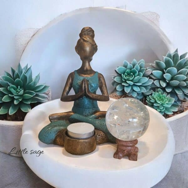 Yoga Lady Tealight Holder-Turquoise