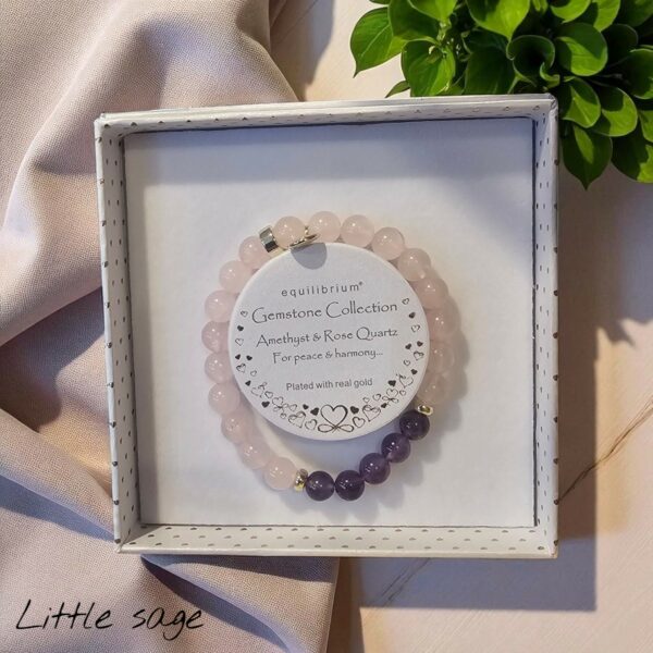 Gemstone Duo Bracelet Rose Quartz Amethyst
