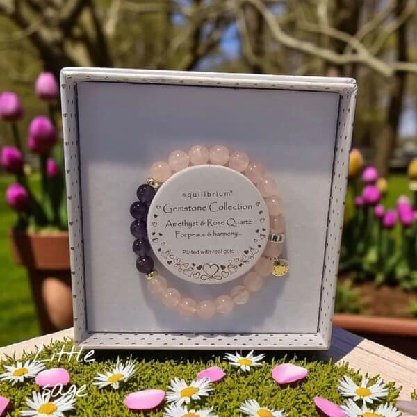 Equilibrium Gemstone Duo Bracelet Rose Quartz Amethyst