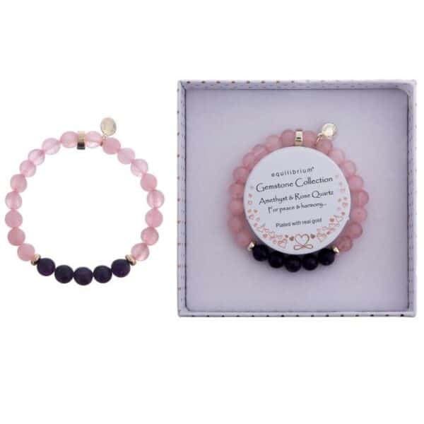 Gemstone Duo Bracelet Rose Quartz Amethyst - Image 2